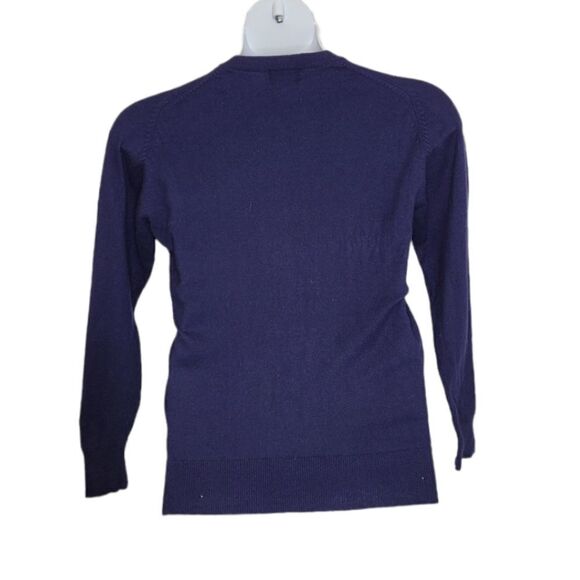 VINTAGE 80s sweater navy blue cashmere crew neck‎ fitted S - Picture 2 of 9